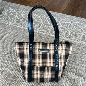 LONGABERGER Homestead Brown Plaid Cottagecore Mini Tote